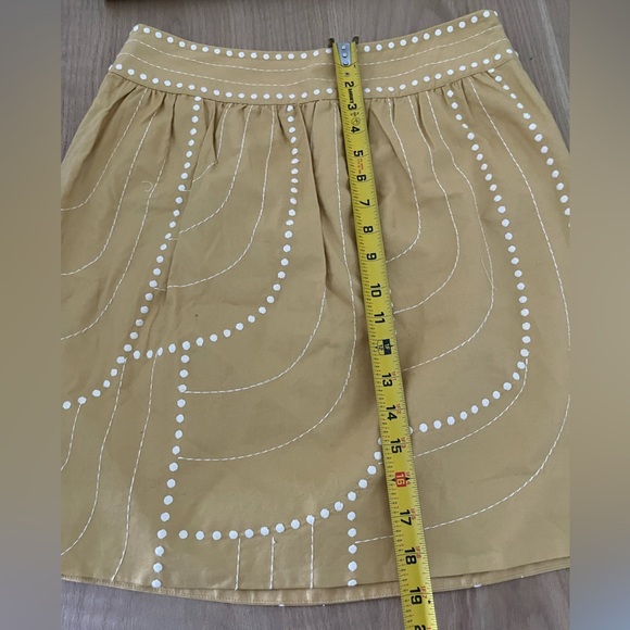 Floreat Anthropologie| Boho dot embroidered mustard skirt, size 4•••100% cotton - Picture 10 of 10